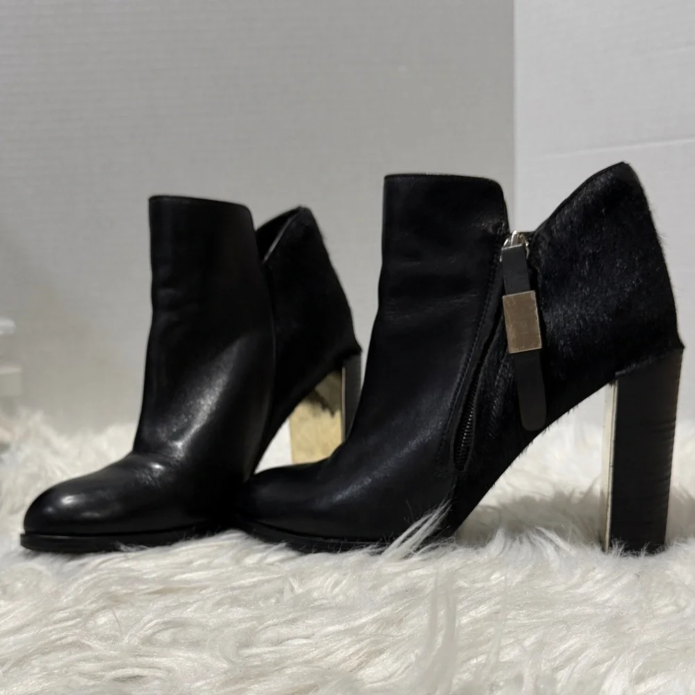 SEE By Chloe Black Ankle Boots with Goldtone Accents - Picture 1 of 13